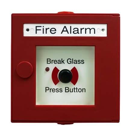Break glass to push fire alarm