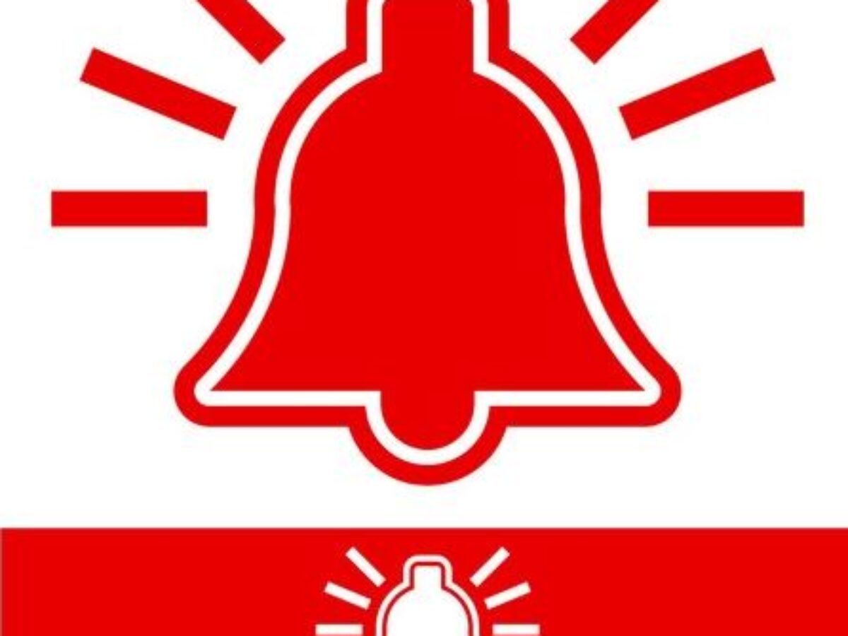 Red fire alarm bell icon an electric sounds Vector Image