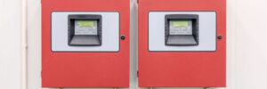 Fire control panel in a commercial building