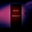 Fire exit door. Fire exit emergency door red color metal material