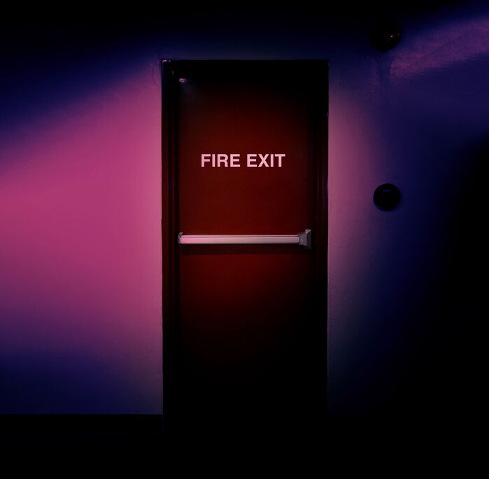 Fire exit door. Fire exit emergency door red color metal material