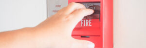 pulling a commercial pull fire alarm