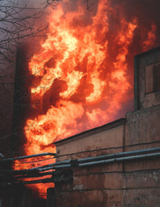 Large blaze fire in industrial building