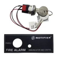 Notifier (AKS-1B) Annunciator key switch. black label with white letters.
