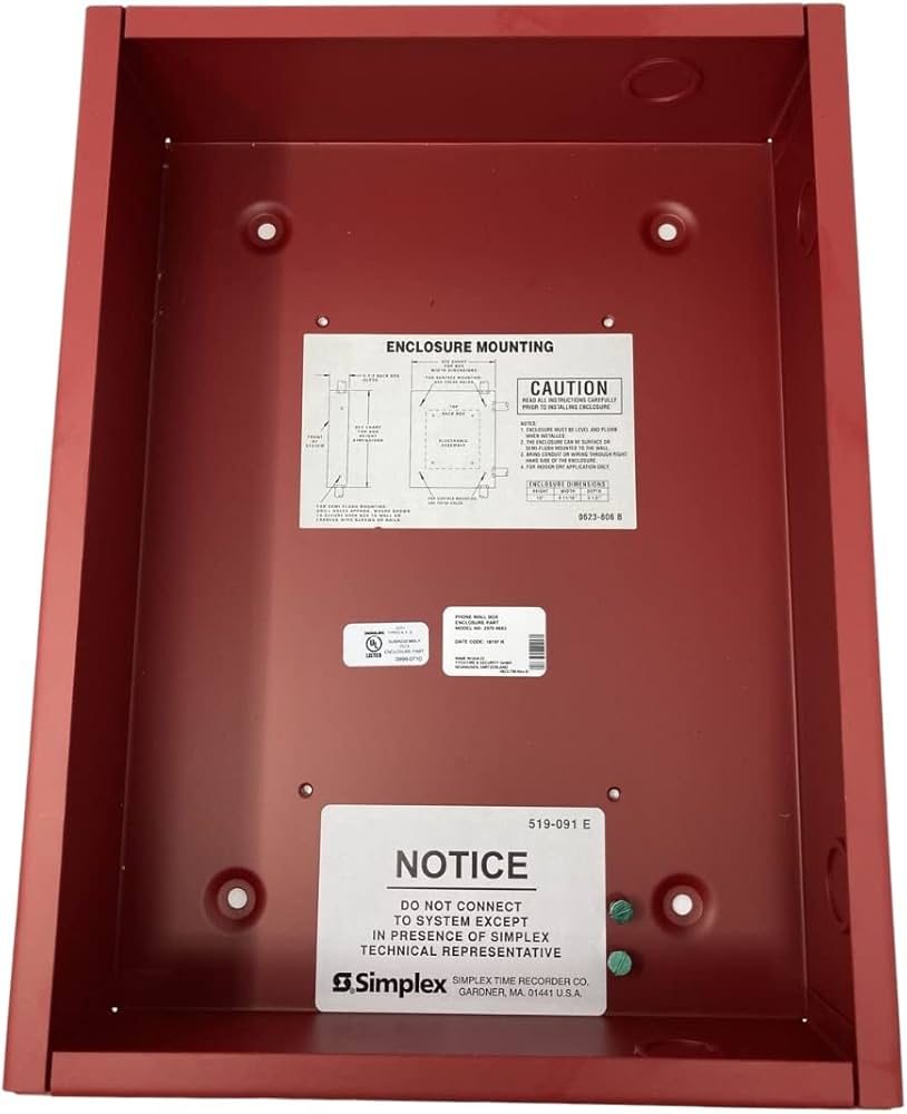 Simplex 2975-9227, Simplex (2975-9227) Nema 1 Red Mounting Box; Required For 4090-900