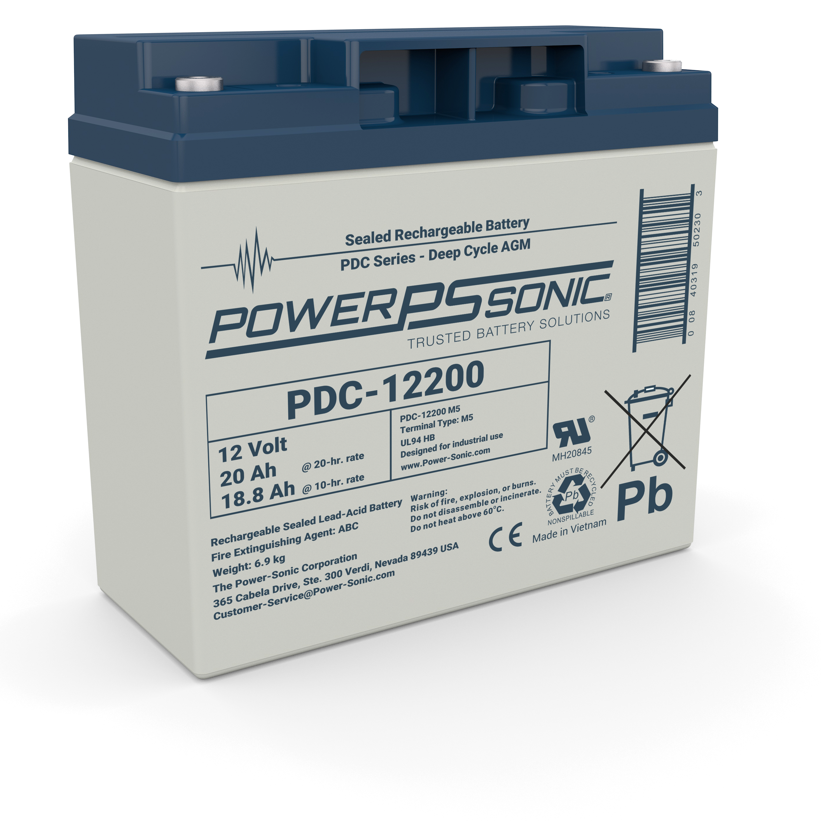 Power Sonic PDC-12200 M5, Power Sonic (PDC-12200 M5) Pdc-12200B ; 12V 20Ah;B