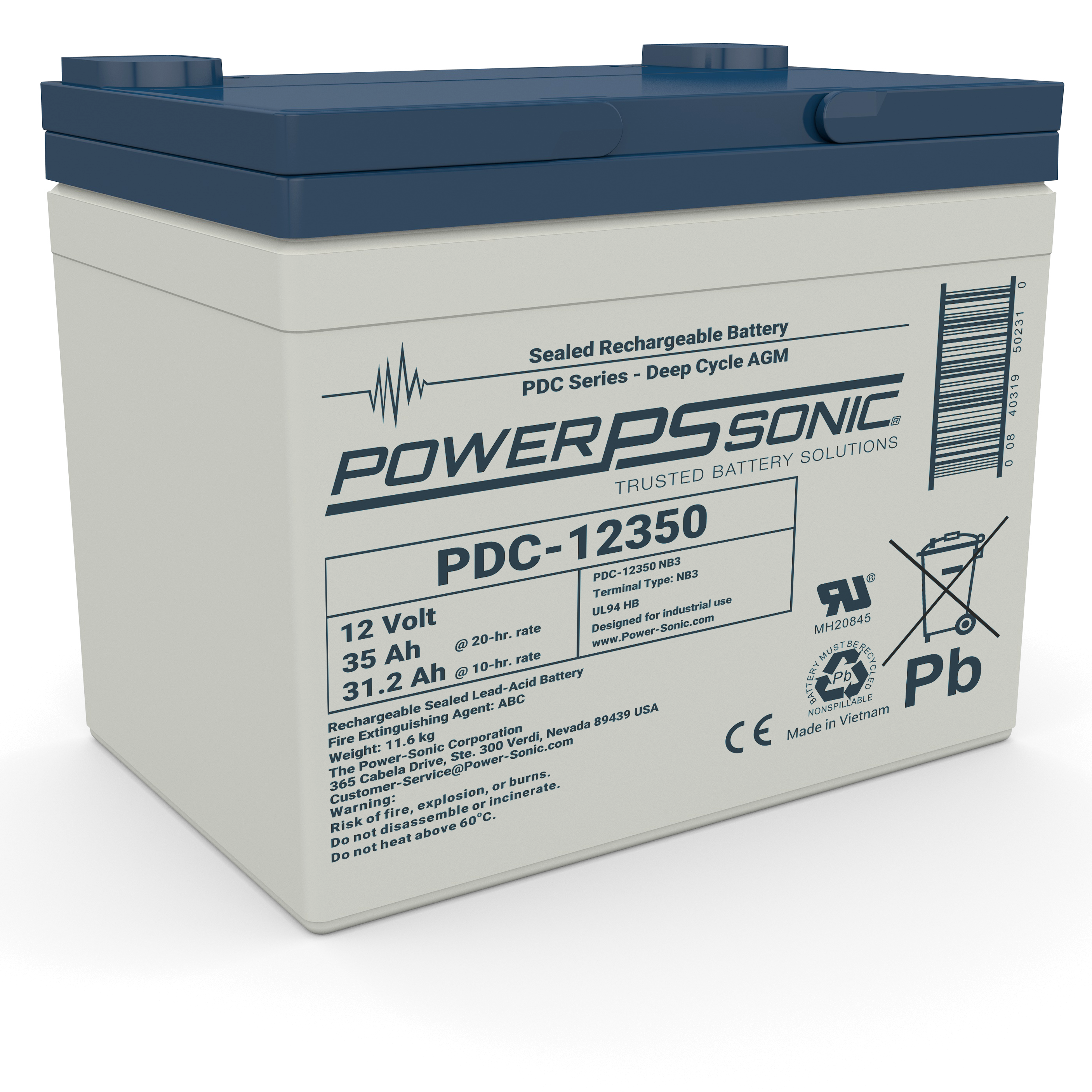 Power Sonic PDC-12350 NB, Power Sonic (PDC-12350 NB) Pdc-12350 Nb 12V 35Ah;Nb