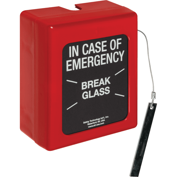 sti sti-4130em, STI STI-4130EM Break Glass Stopper w/ Red Spacer & with EMERGENCY text