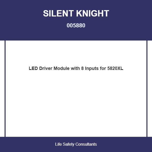 Silent Knight 005880, Silent Knight (005880) Led Driver Module With 8 Inputs, For Use With 5820Xl