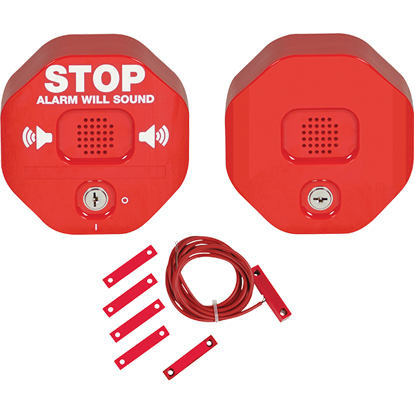 sti sti-6404, STI STI-6404 Exit Stopper for Double Door w/Remote Horn (standard Red, for Green add “-G” to end …