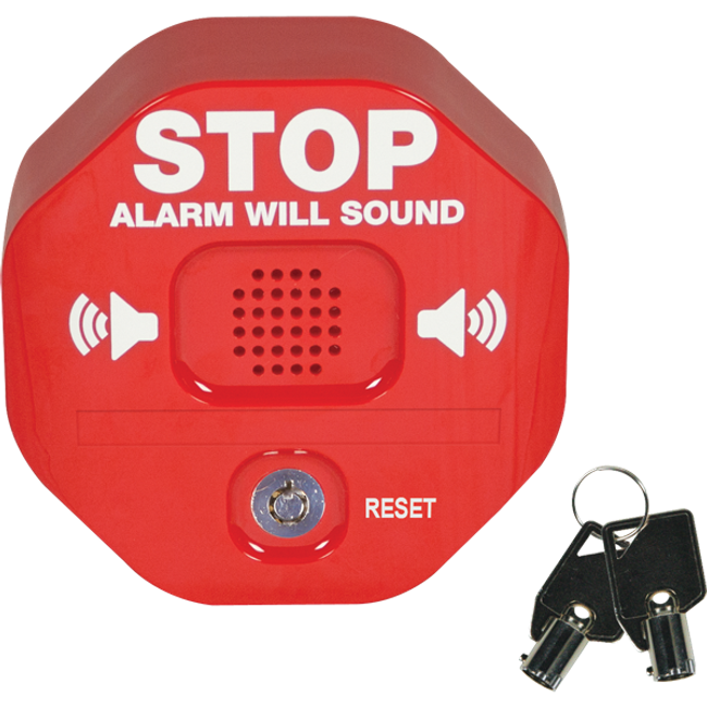 sti sti-6405, STI STI-6405 Exit Stopper Multifunction Door Alarm w/Momentary Reset Option, Red