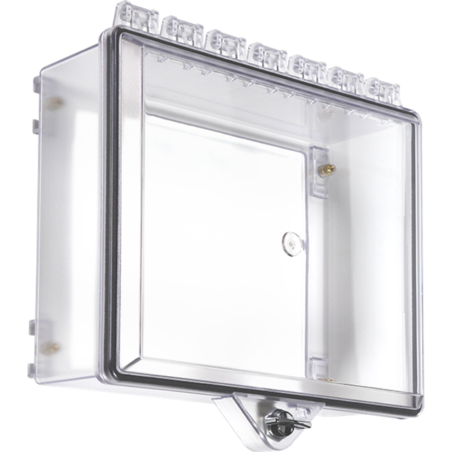 sti sti-7521ob, STI STI-7521OB Polycarbonate Cabinet w/Thumb Lock – Clear; Open Back Box Style