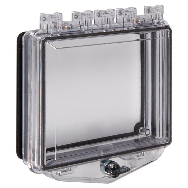 sti sti-7511e, STI STI-7511E Polycarbonate Enclosure w/Open Bkbx for Fl Mt Apps & Exterior Thumb Lock
