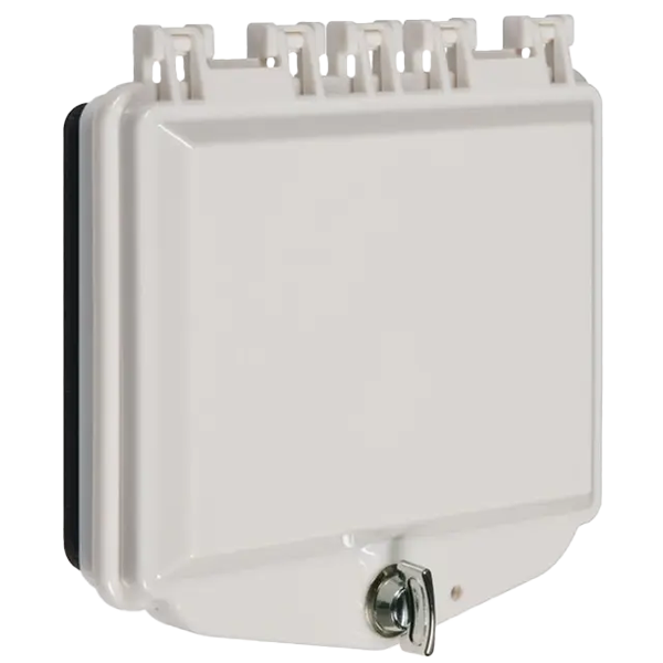 sti sti-7511e-ow, STI STI-7511E-OW White Polycarbonate Enclosure w/Open Bkbx for Fl Mt Apps & Exterior Thumb Lock