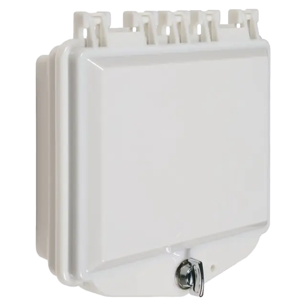 sti sti-7511f-ow, STI STI-7511F-OW White Polycarbonate Enclosure w/Enc Bkbx & Exterior Thumb Lock