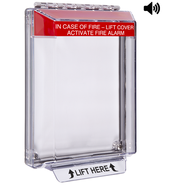 sti sti-14020fr, STI STI-14020FR Universal Stopper Low Profile Cover w/Fl Mt, Horn, Red Housing, Fire Label