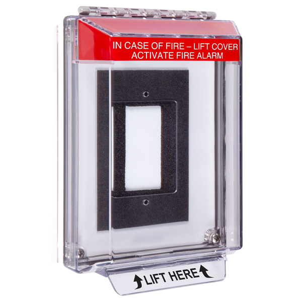 sti sti-14310fr, STI STI-14310FR Universal Stopper Low Profile Cover w/Enc Fl Bkbx, Red Housing, Fire Label