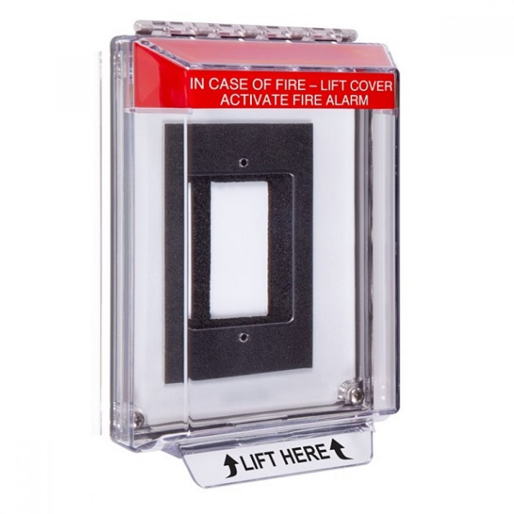 sti sti-14320fr, STI STI-14320FR Universal Stopper Low Profile Cover w/Enc Fl Bkbx, Horn, Red Housing, Fire Label