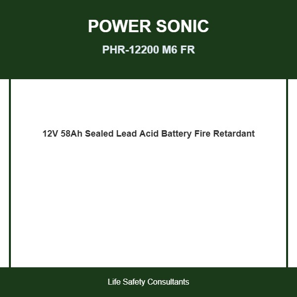 Power Sonic PHR-12200 M6 FR, Power Sonic (PHR-12200 M6 FR) Phr-12200 12V 58Ah @20-Hr.; Fr