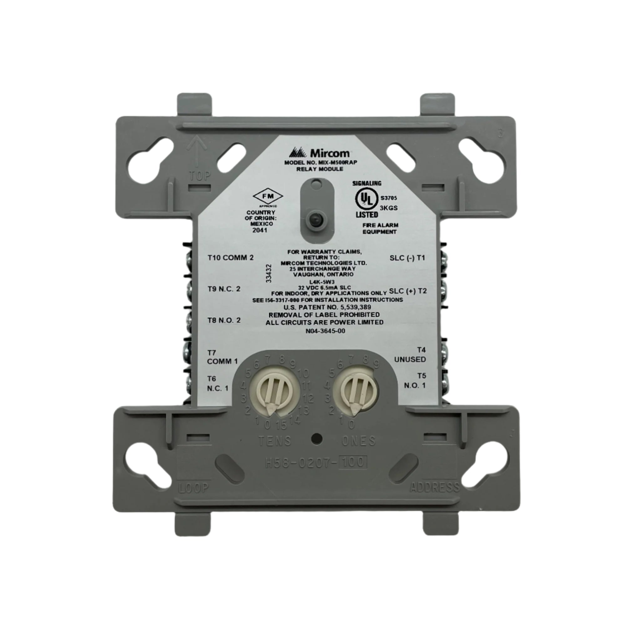 Mircom MIX-M500RAP, MIRCOM (MIX-M500RAP) Relay Control Module