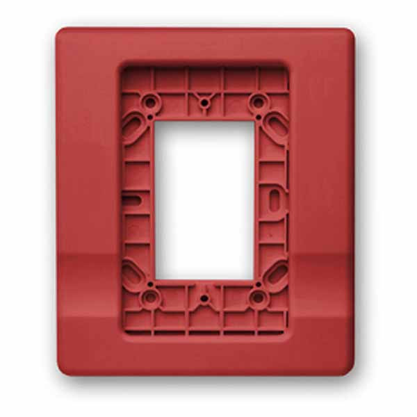 KIDDE COMMERCIAL EG1RT, Kidde Commercial (EG1RT) Trim Plate For Wall Mt., Horn/Strobes, 1-Gang To 4 In. Box, Red