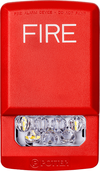 Potter Electric Signal PE-STR, Potter (PE-STR) (4871002) Strobe, Led, Wall, Red, Fire, Clear Lens, 15/30/75/110/135/185 Cd, 24V