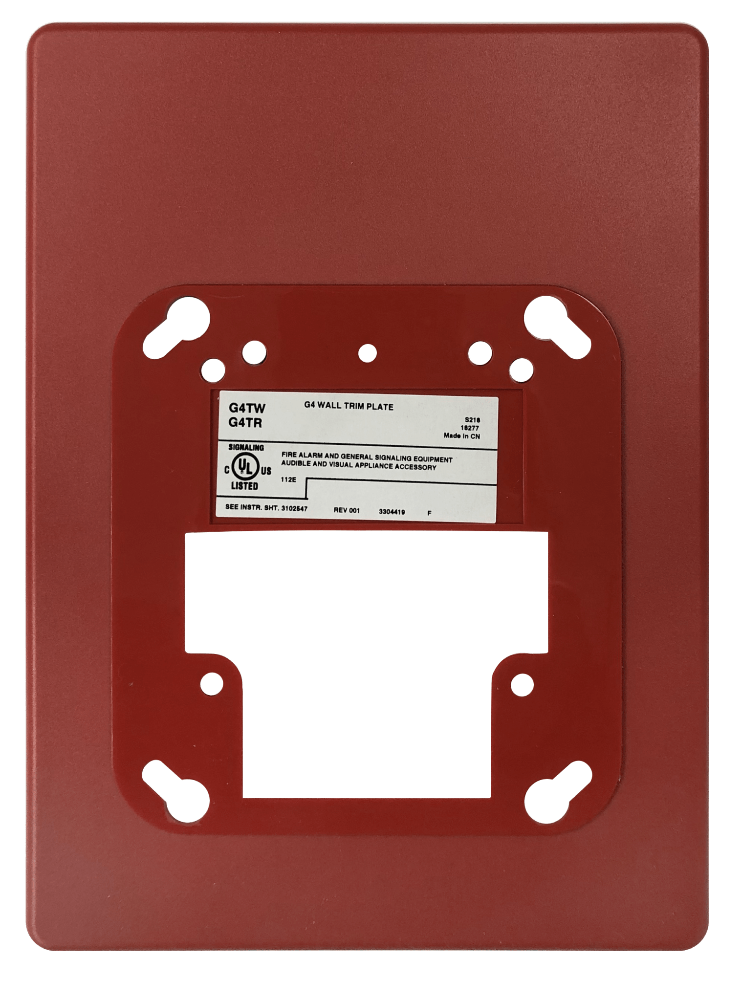 KIDDE COMMERCIAL EG4TR, Kidde Commercial (EG4TR) Wall Trim Plate, Red