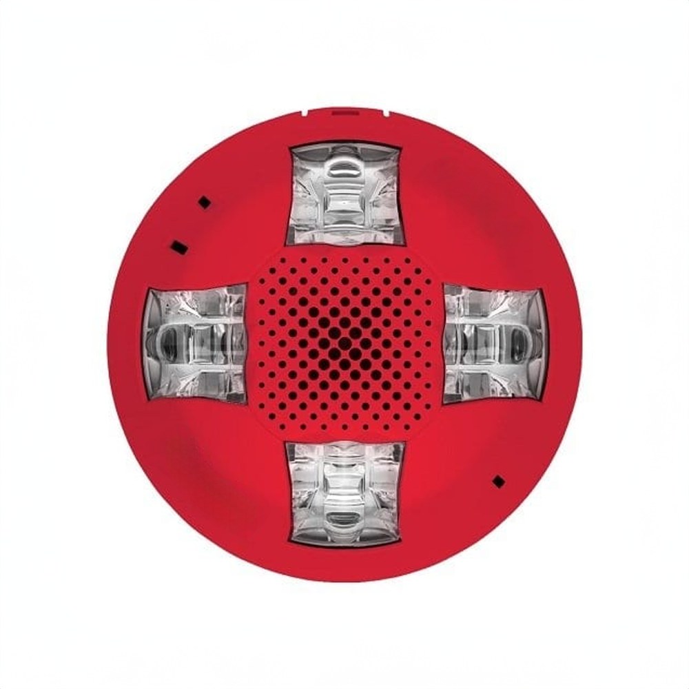 KIDDE COMMERCIAL EGCSVHRN, Kidde Commercial (EGCSVHRN) Ceiling Speaker/Strobe, 135-185Cd, Red, No Marking