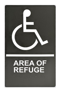 Space Age SASIGN, Space Age (SASIGN) Area Of Refuge Ada Wall Mount Blue On White Braille 8X9.5″