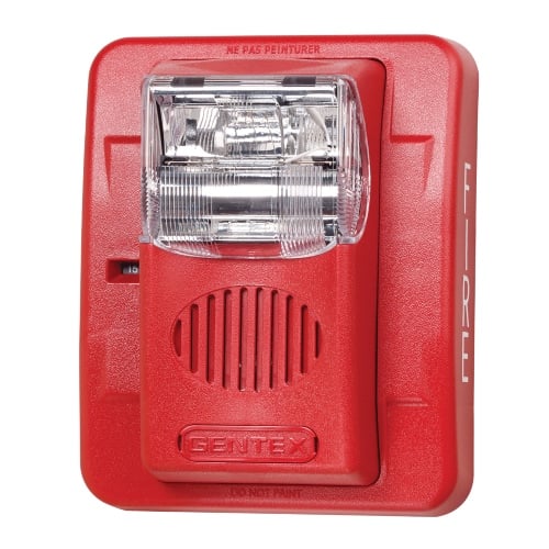 Gentex GEC24-1575WR, Gentex (GEC24-1575WR) Horn/Strobe, Fixed 15/75 Candela Strobe, Wall Mount, Red Faceplate
