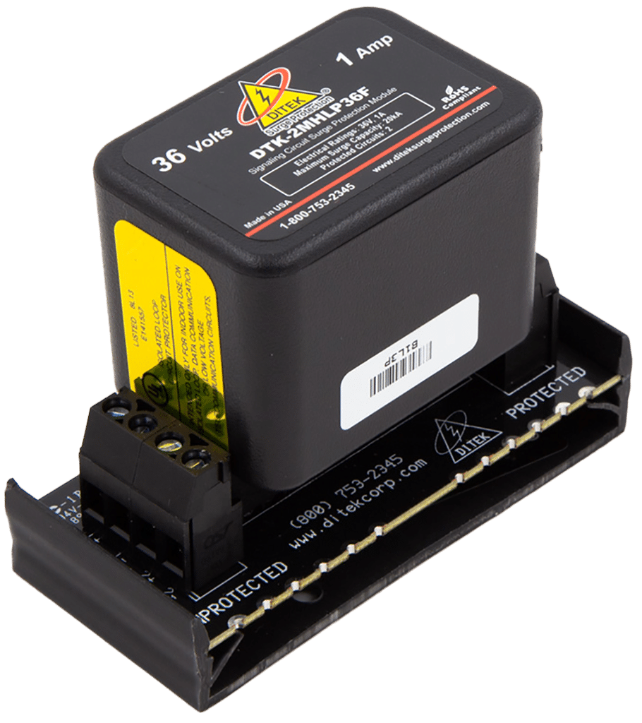 Ditek DTK-2MHLP36FWB, Ditek (DTK-2MHLP36FWB) 36V, 2 Pair, Modular Alam Panel Protector & Base W/ 1A Fuse