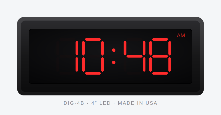LED digital wall clock, Pyramid DIG-4B 4" Red LED Digital Wall Clock